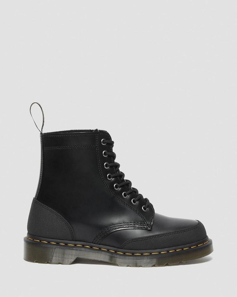 Men's Dr Martens 1460 Guard Panel Leather Lace Up Boots Black | AU 513ZUT